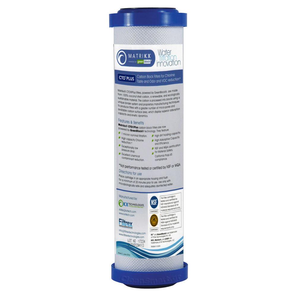 Matrikx Filtro COV CTO PLUS Carbon Block da 10 ora con riduzione