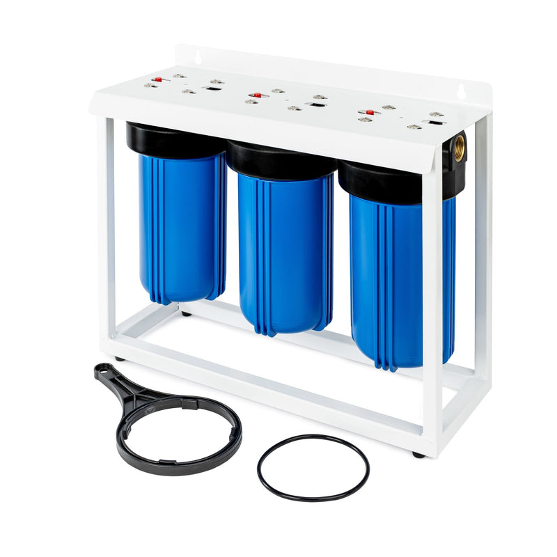 TREVOLI - Water Filtration Big Blue Jumbo Water Filter Housing Triple Set- 10"